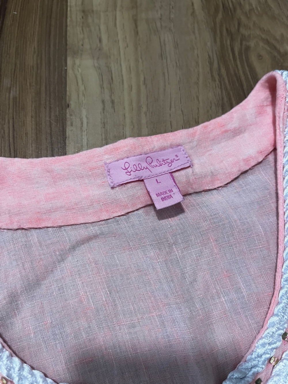 Lilly Pulitzer Pink Embellished V-Neck Top - Picture 4 of 5